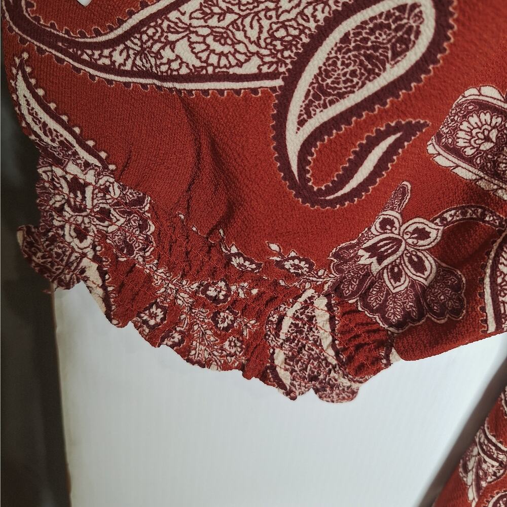 City Chic Jessie Ginger Paisley Rust Maxi Dress XXL Cottagecore Peasant Prairie - Picture 7 of 10